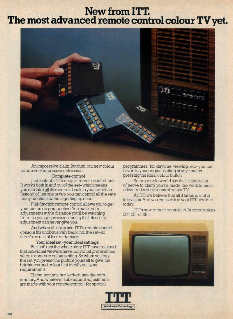 A remote control and TV from 1978