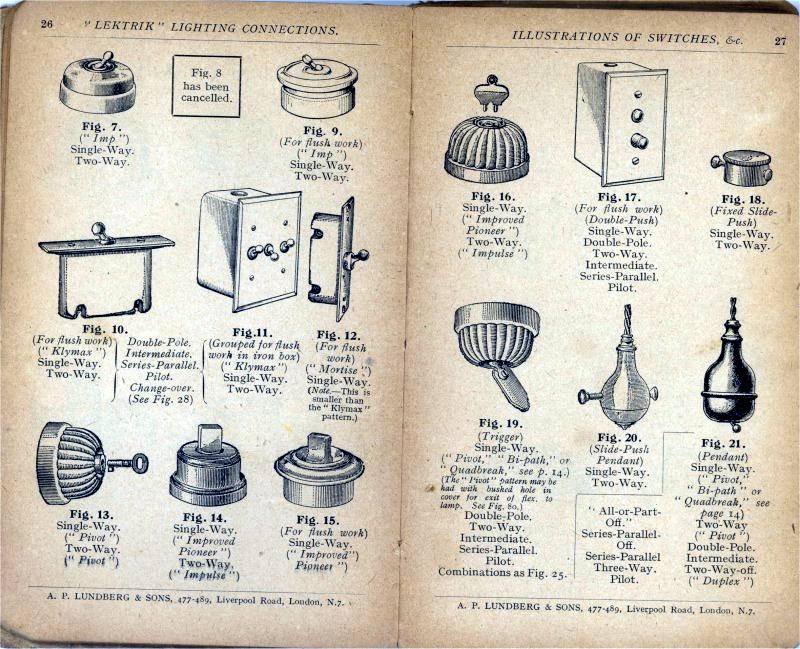 A Page from the Lektrik 1919 switch catalogue