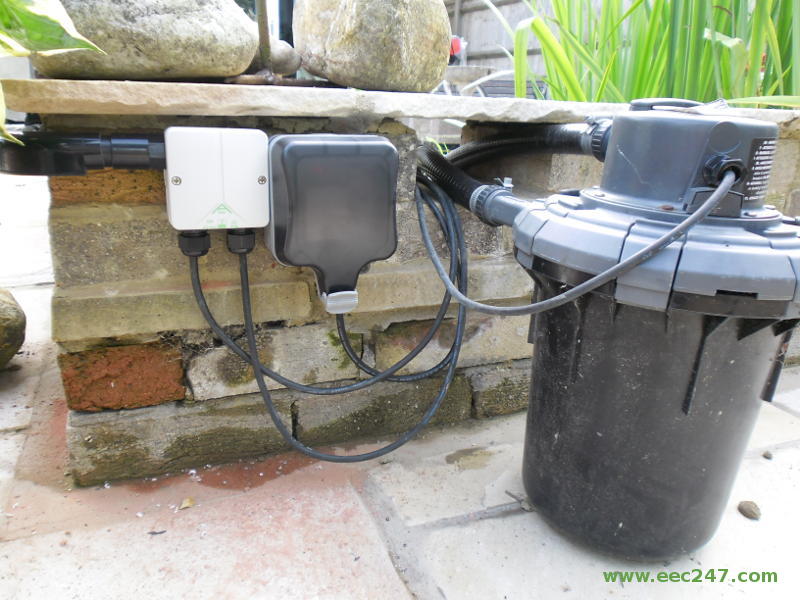 External waterproof electrics for pond pump and filter