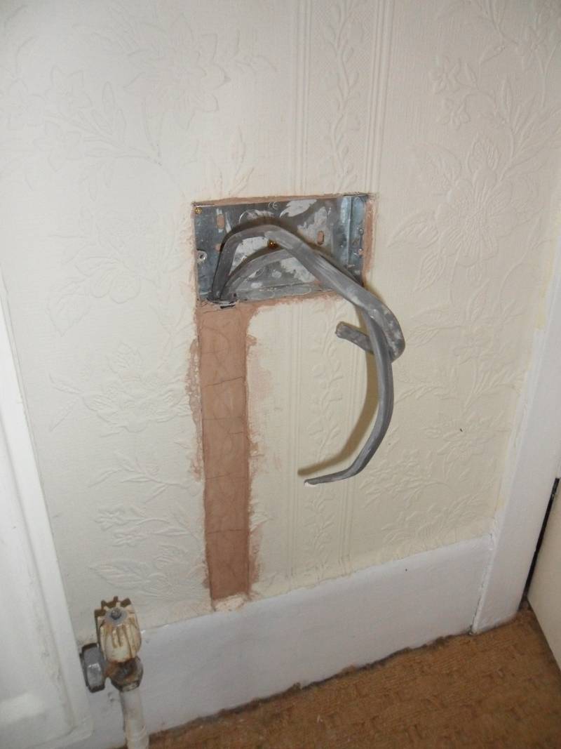 13A socket with cables fitted (first fix) and chase bulk filled