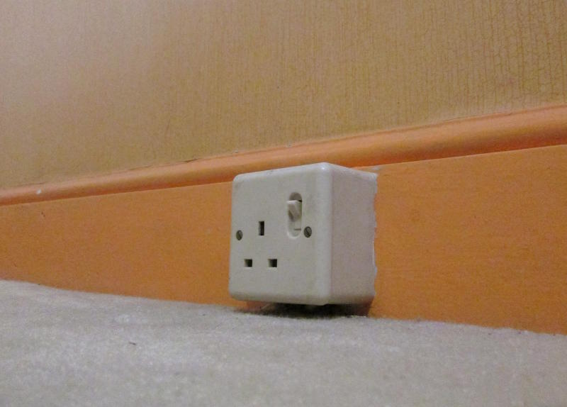 The "Before" picture - socket mounted on the skirting board