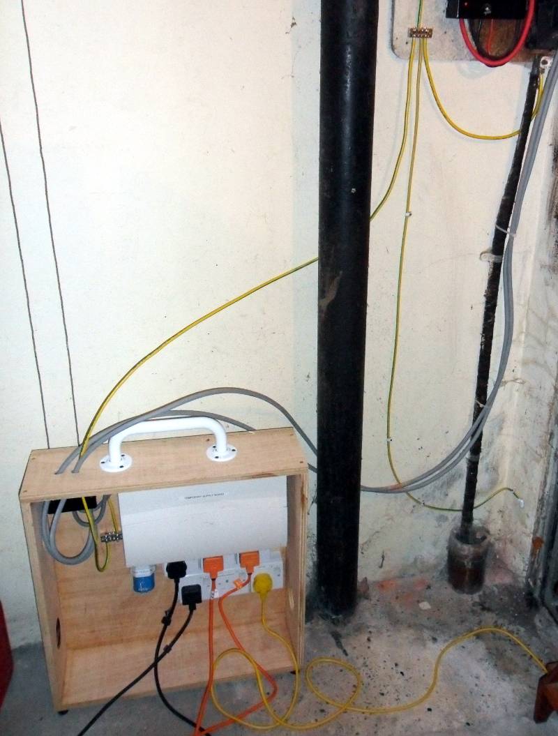 Temporary consumer unit, to keep essential services running before work starts