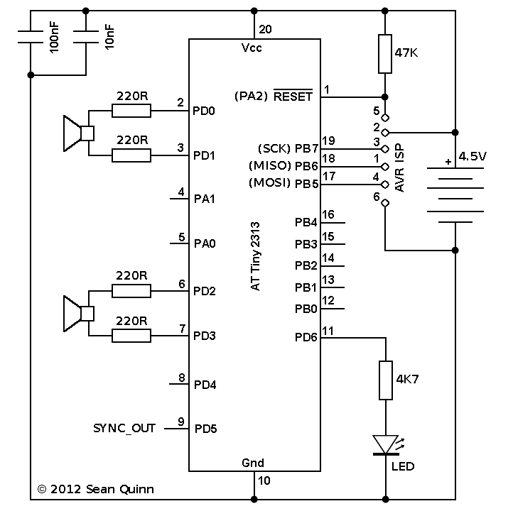 Circuit diagram of the electronics for the "Piezo" Experiment