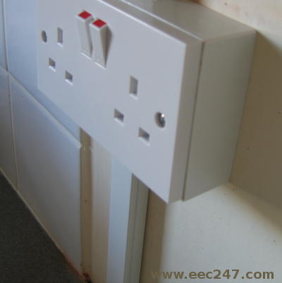 Surface Fixed 13A Socket with cable in trunking
