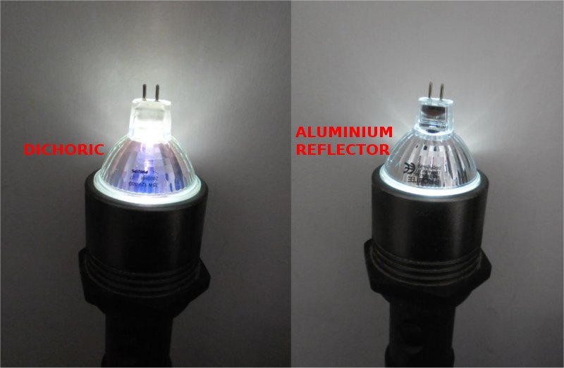 A method of checking MR16 lamps for Dichoric or Aluminium Reflector