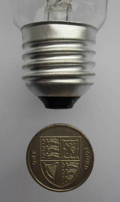 photograph of an ES base compared to a coin