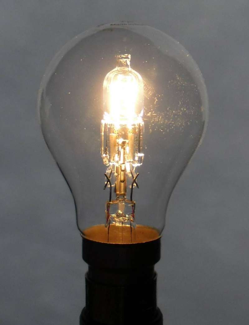 photograph of an eco halogen lamp at full power