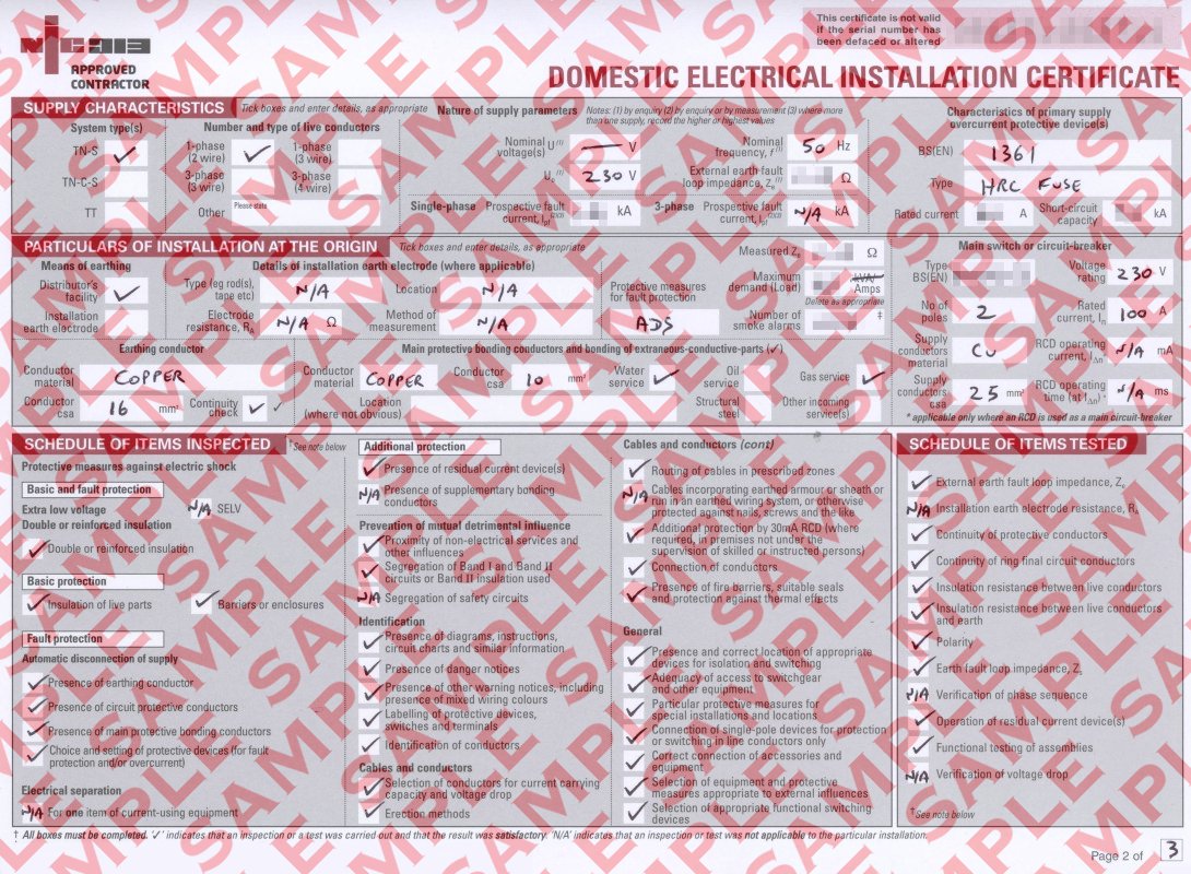 Eec247 Electrical Installation Certificate